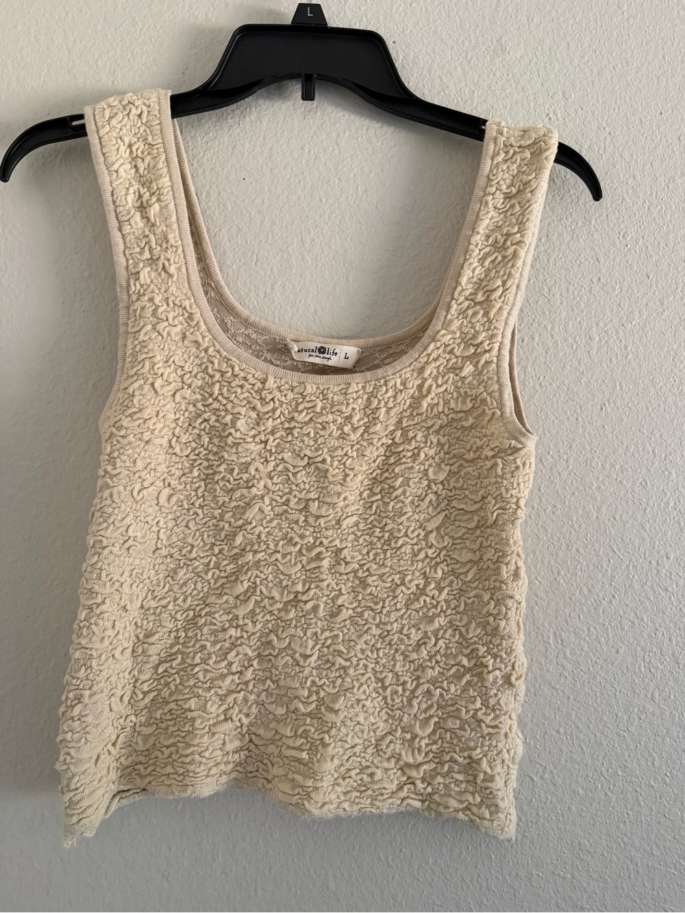 Natural Life Danielle Square Neck Fitted Knit Tank Top beige